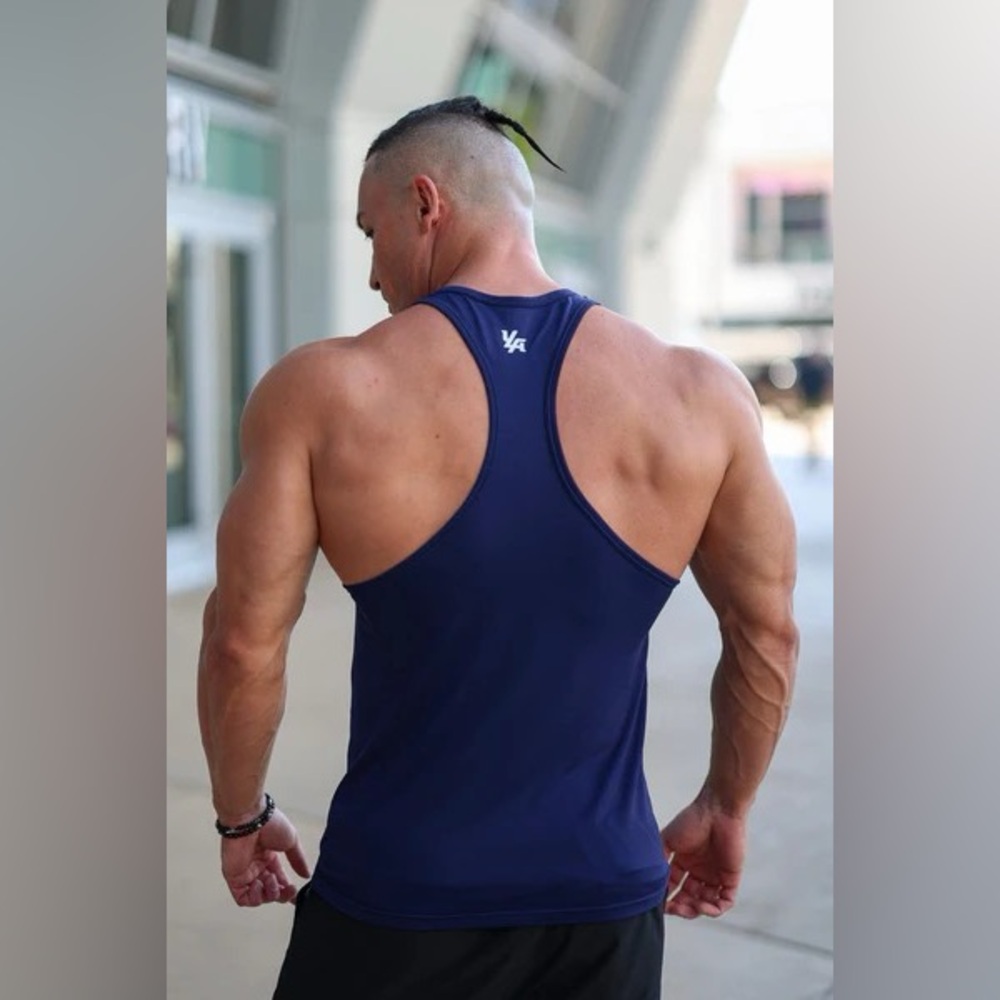 YoungLA Flex Fit Stringer Compression Tank Navy